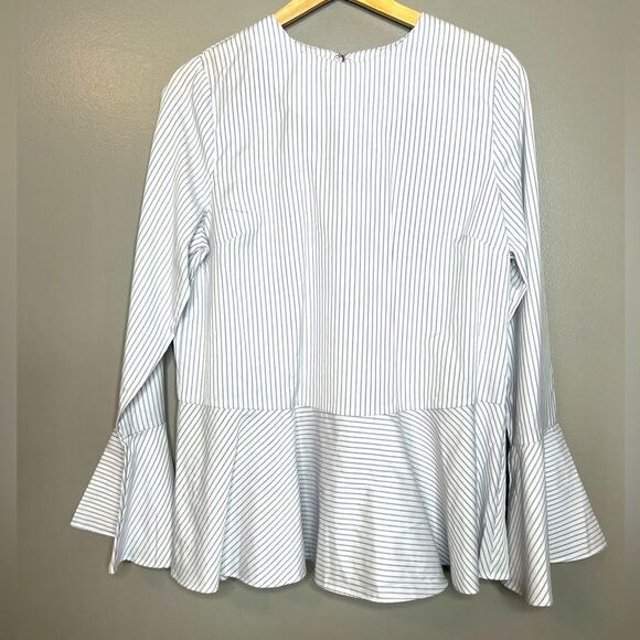 Sugar + Lips nautical stripe peplum poet sleeve size medium office preppy - Picture 1 of 6